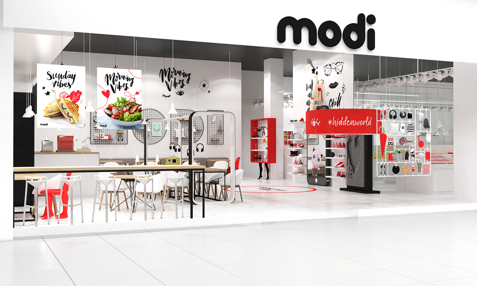 Дизайн пространства кафе Modi Fun Cafe