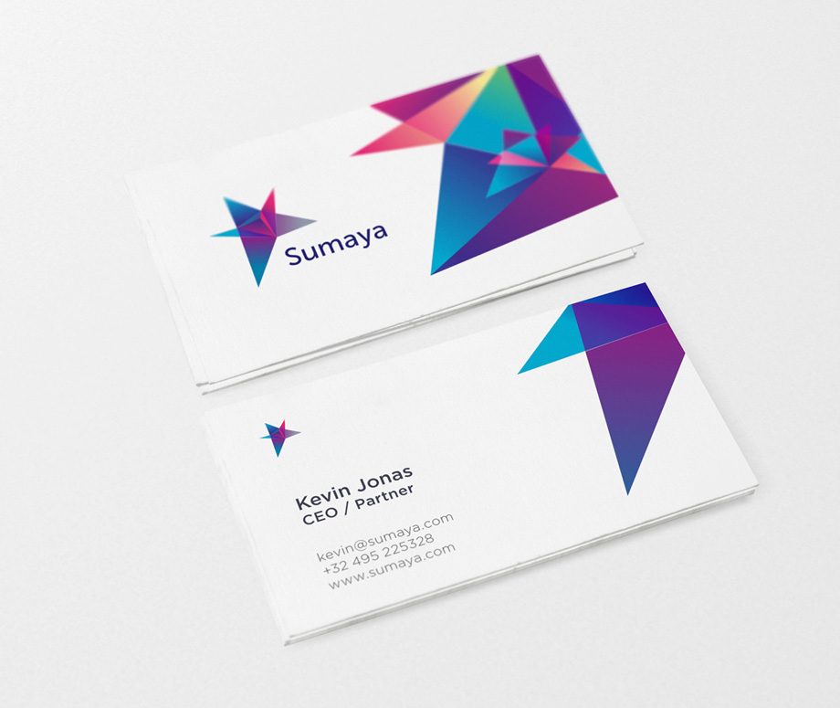 Дизайн логотипа и фирменный стиль Sumaya в визитках